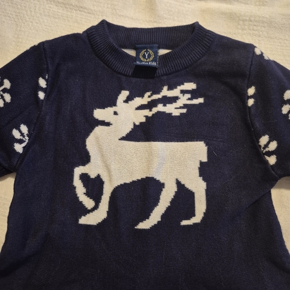 You You kids girls size 100 or 4 sweater dress reindeer & snowflake EUC - Picture 3 of 5